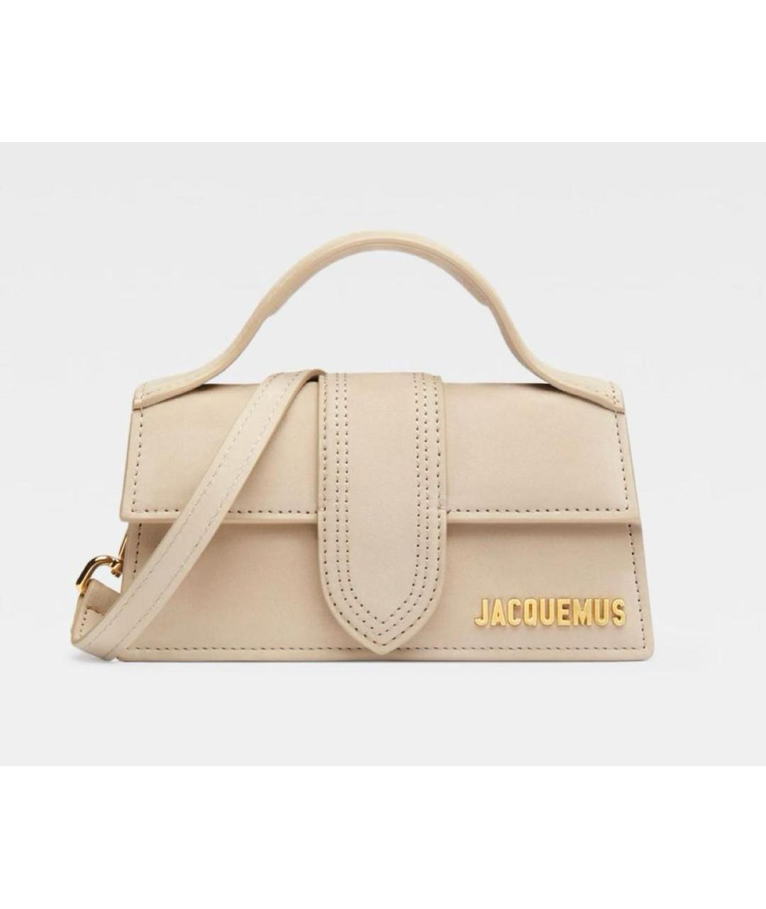 JACQUEMUS Бежевая кожаная сумка через плечо, фото 6