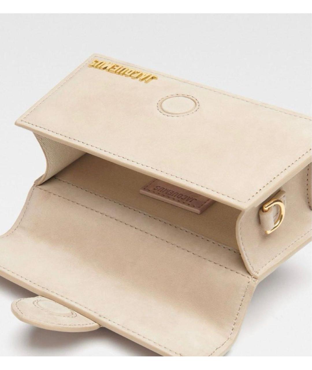 JACQUEMUS Бежевая кожаная сумка через плечо, фото 5