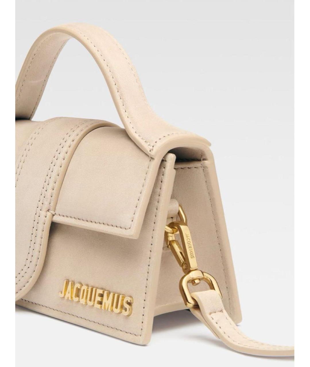 JACQUEMUS Бежевая кожаная сумка через плечо, фото 4