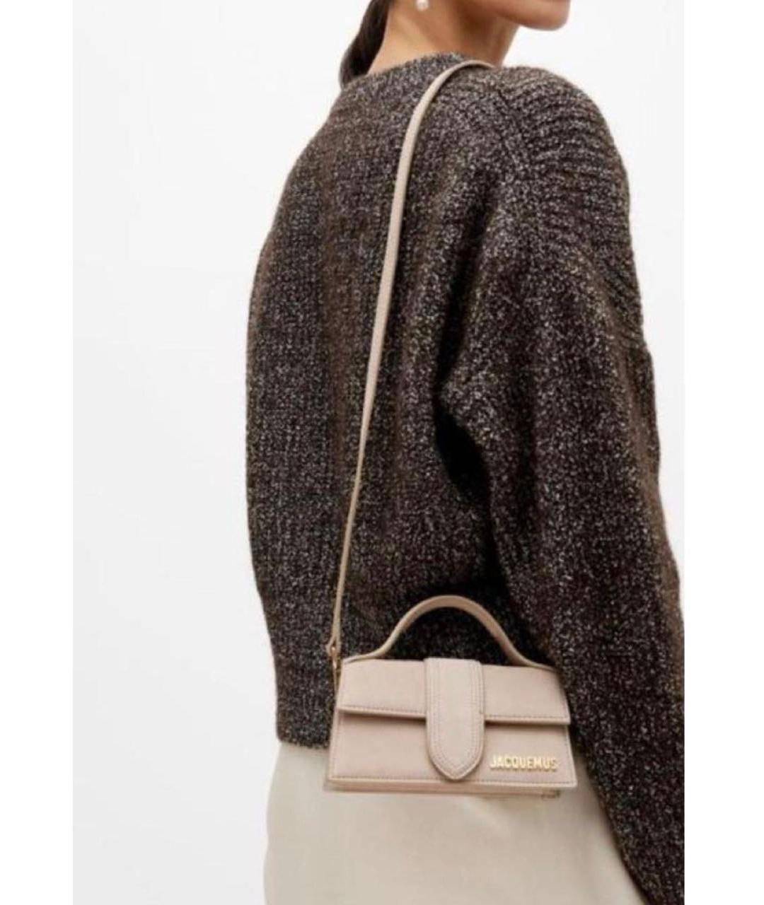 JACQUEMUS Бежевая кожаная сумка через плечо, фото 7