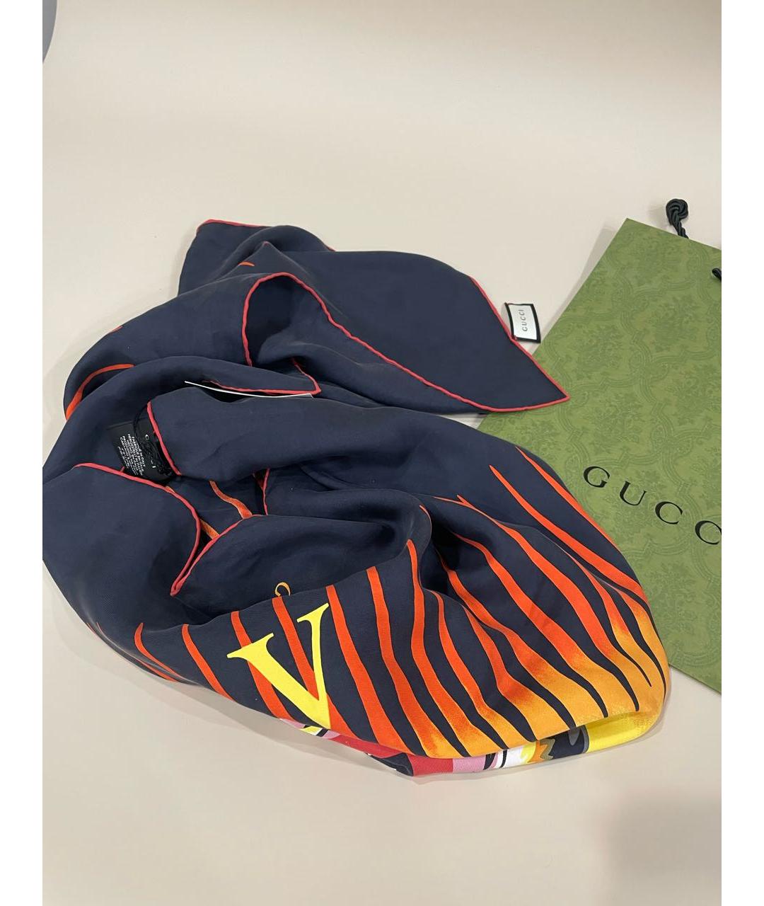 GUCCI Черный шелковый платок, фото 4