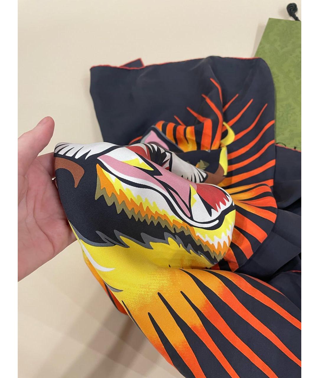 GUCCI Черный шелковый платок, фото 5