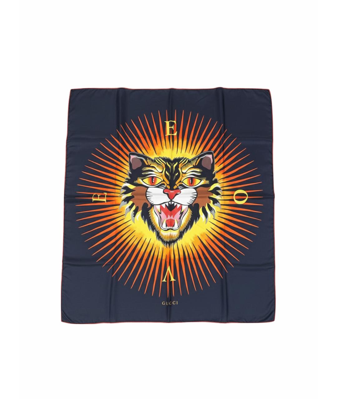 GUCCI Черный шелковый платок, фото 1