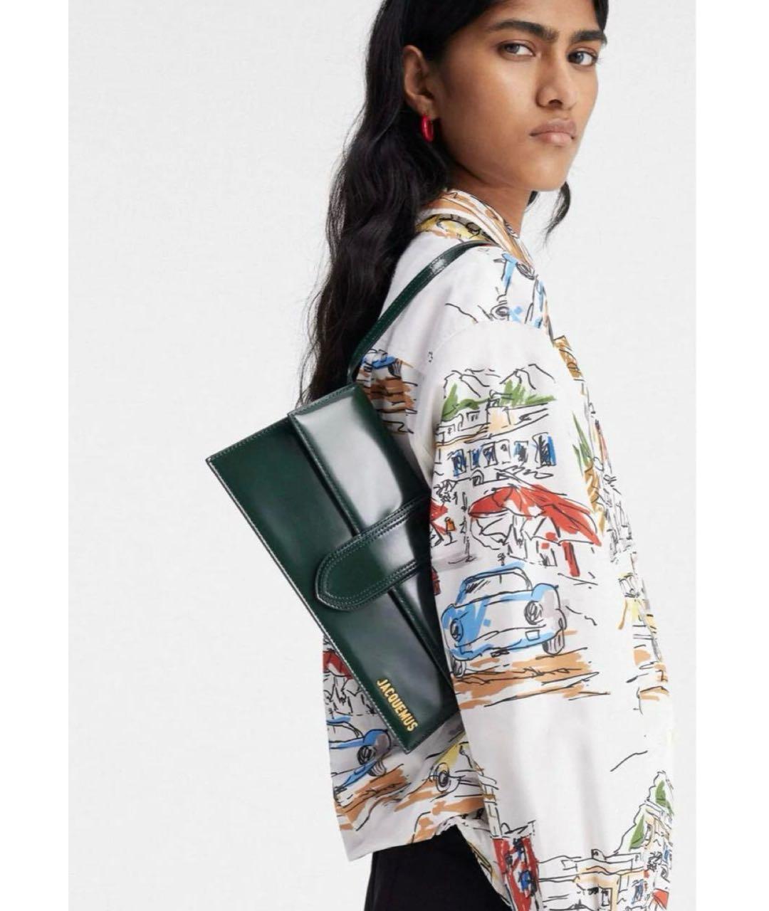 JACQUEMUS Зеленая кожаная сумка через плечо, фото 6