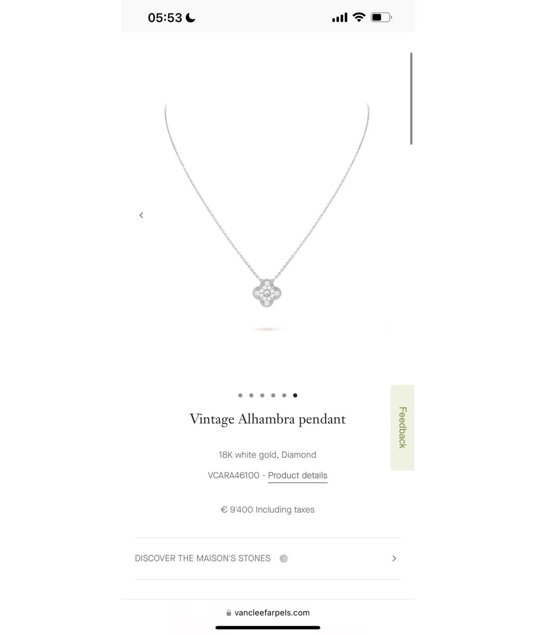 VAN CLEEF & ARPELS Серебряная подвеска из белого золота, фото 6