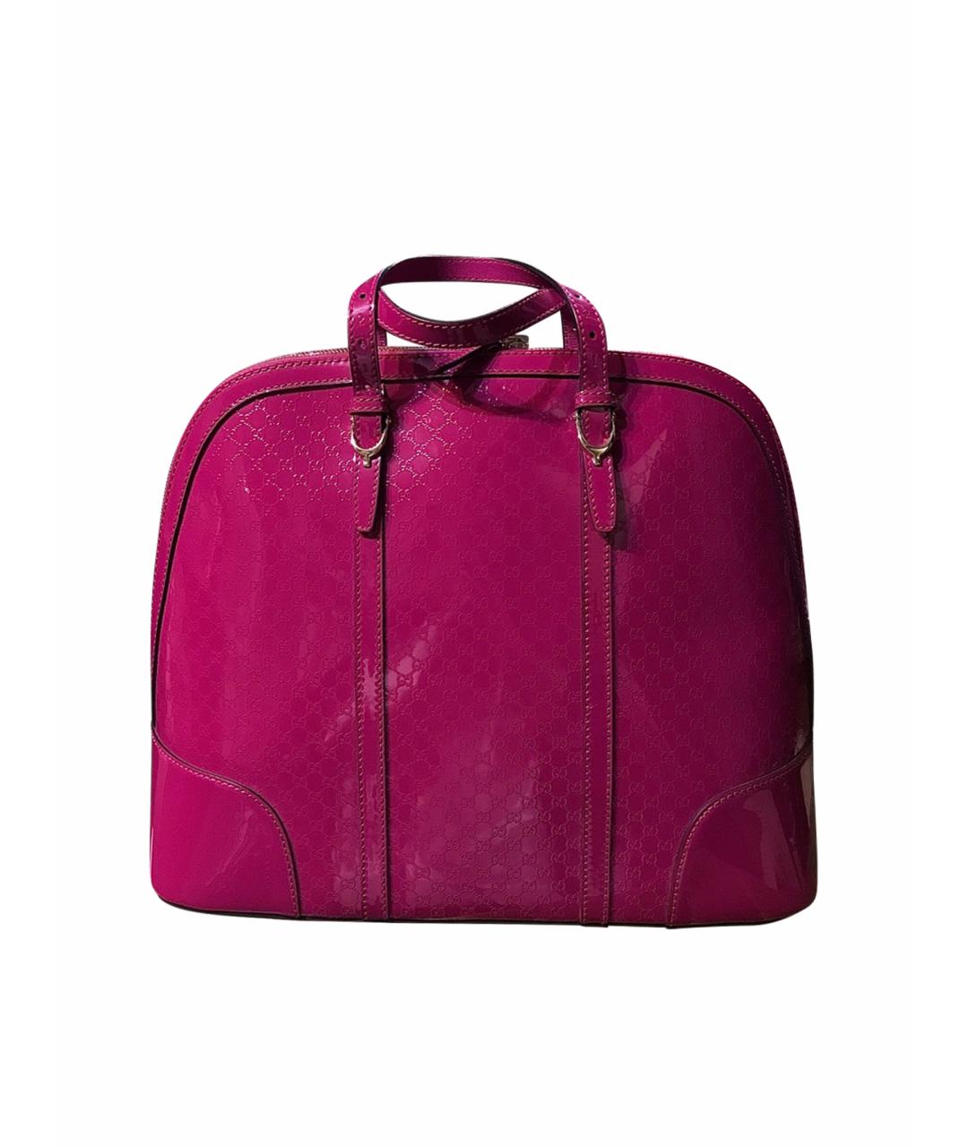 GUCCI Фуксия сумка с короткими ручками из лакированной кожи, фото 1
