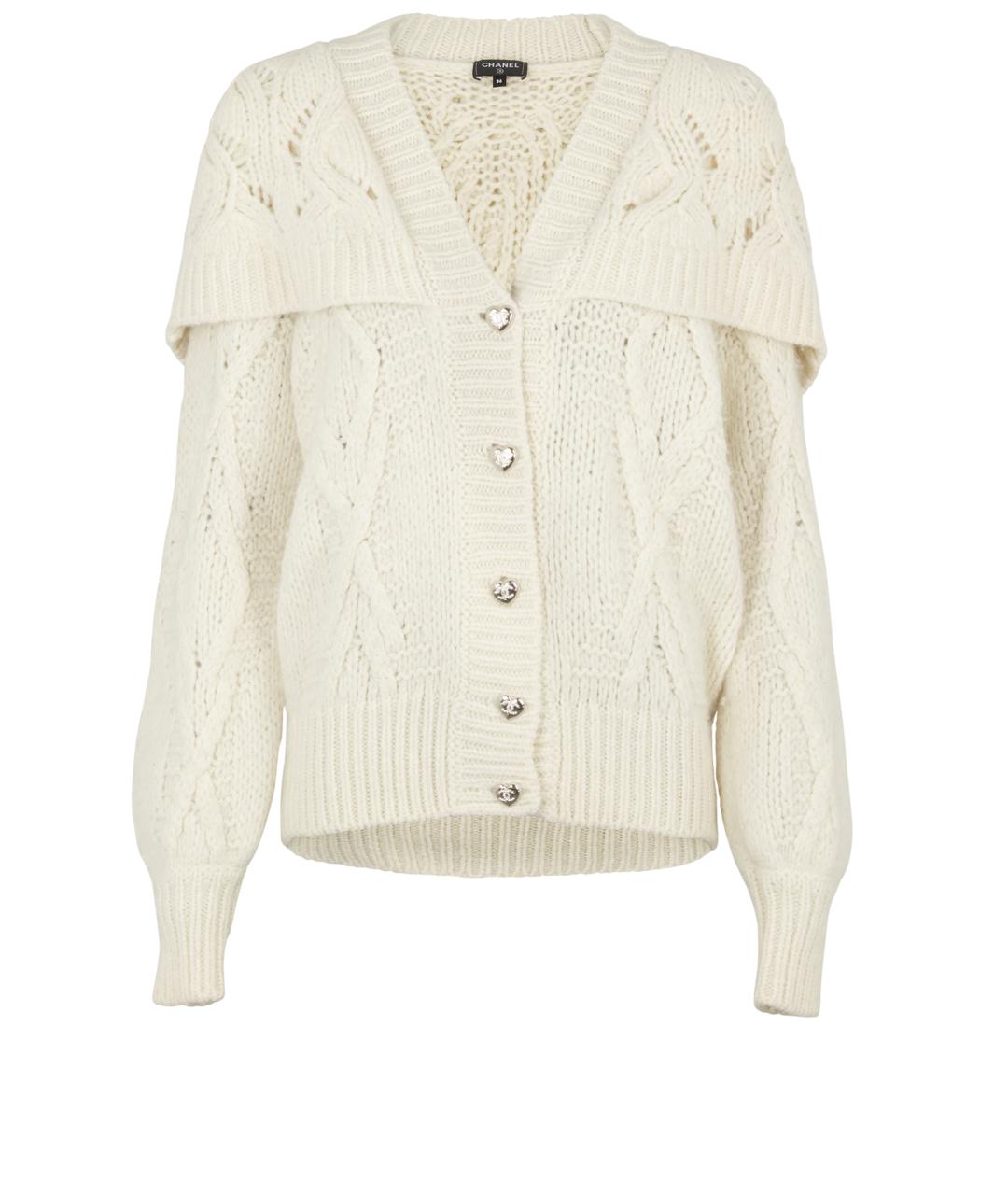CHANEL Белый шерстяной кардиган, фото 1