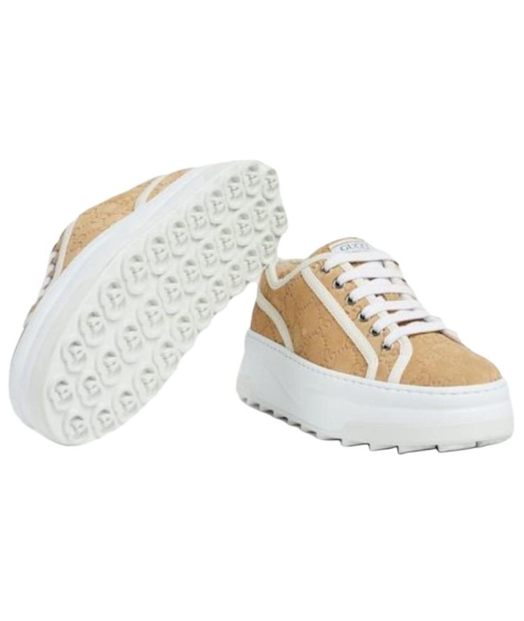 GUCCI Бежевые замшевые кроссовки, фото 5