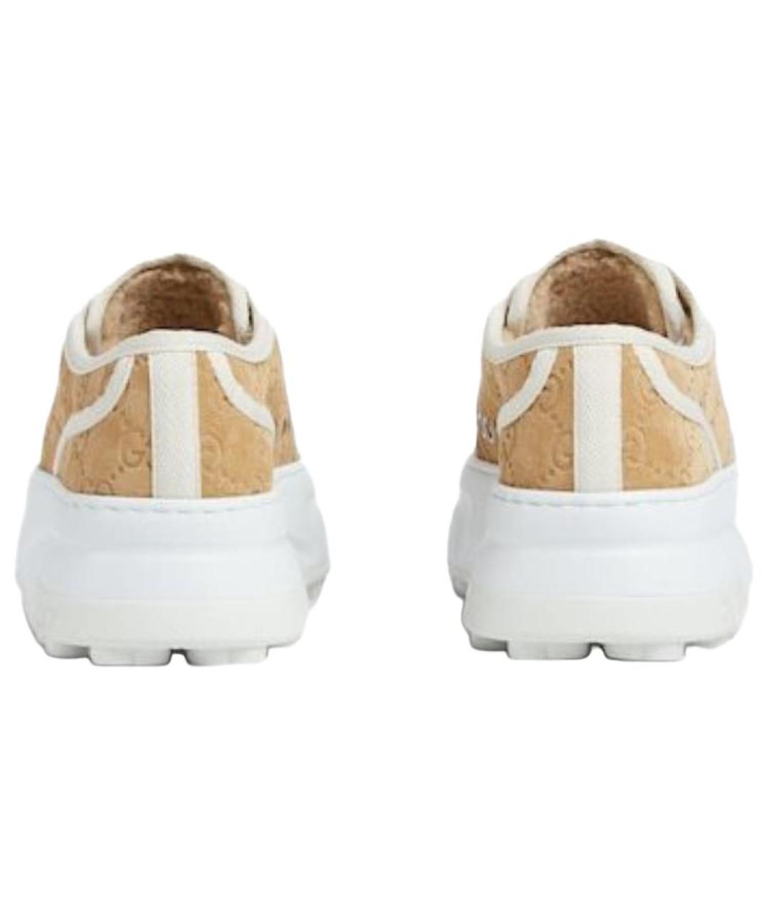 GUCCI Бежевые замшевые кроссовки, фото 6