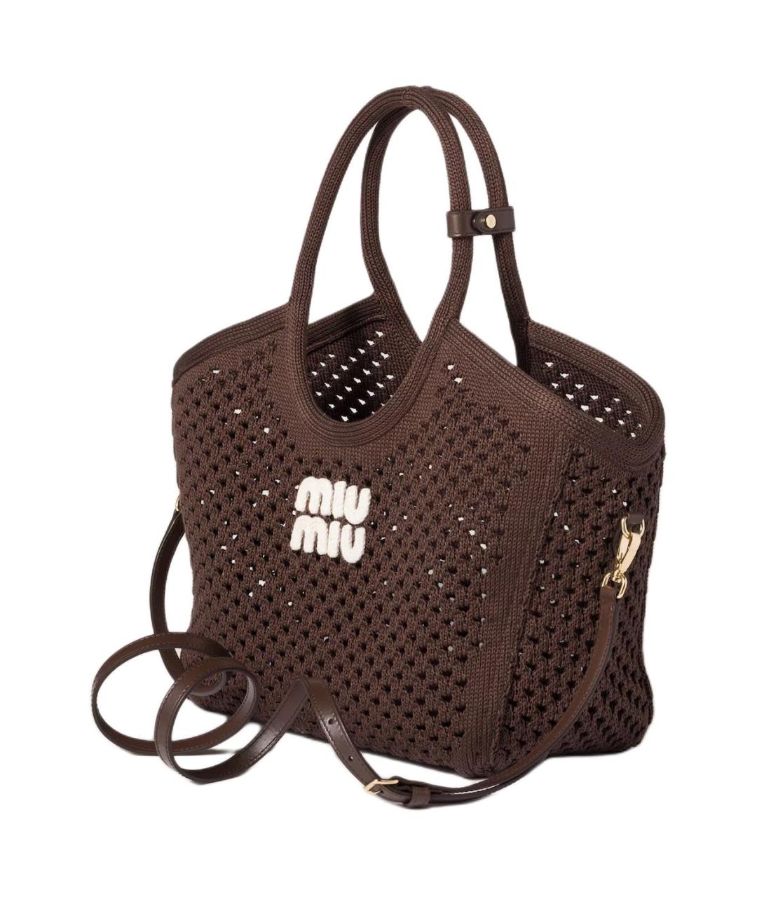 MIU MIU Коричневая хлопковая сумка через плечо, фото 3