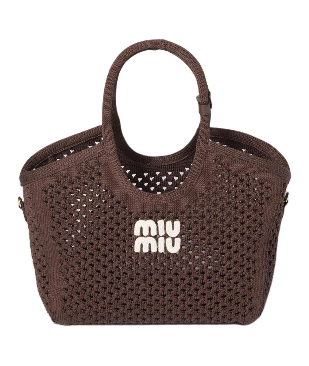MIU MIU Коричневая хлопковая сумка через плечо, фото 1