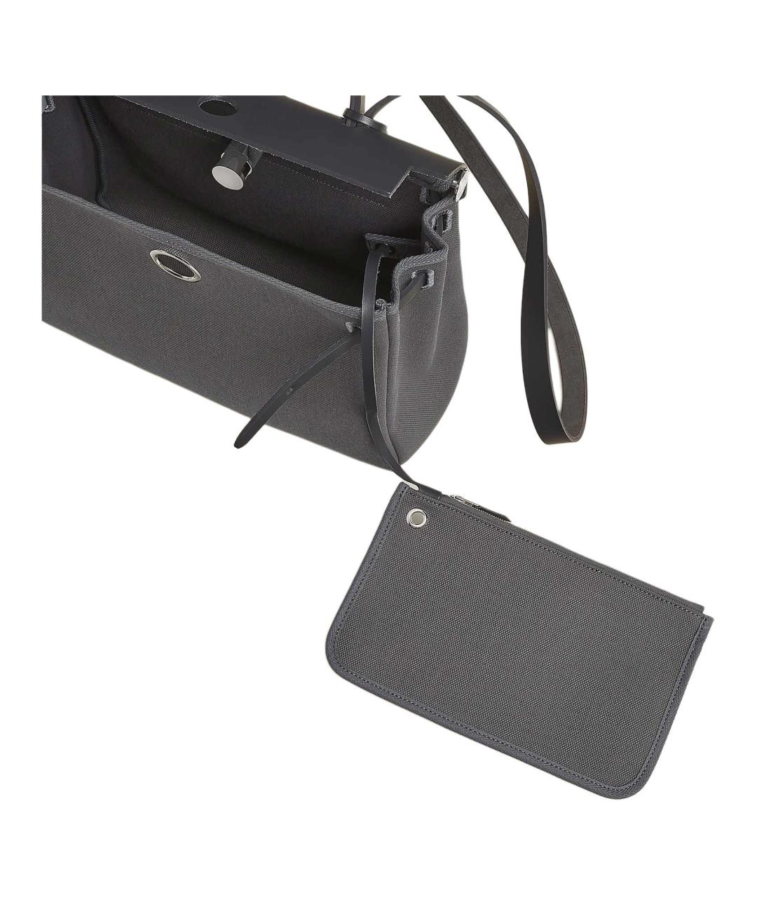 HERMES Серая тканевая сумка через плечо, фото 4