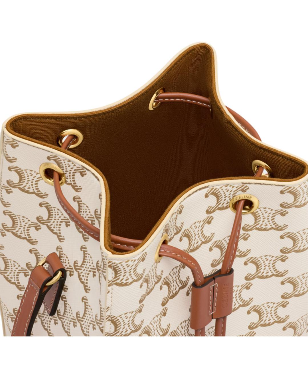 CELINE Бежевая кожаная сумка через плечо, фото 5