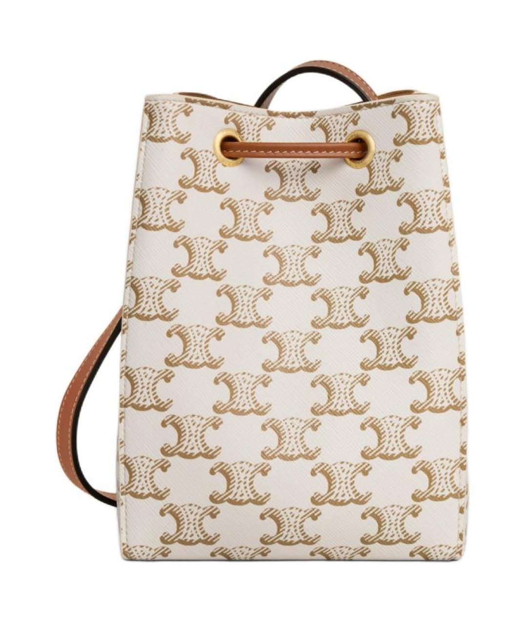 CELINE Бежевая кожаная сумка через плечо, фото 3