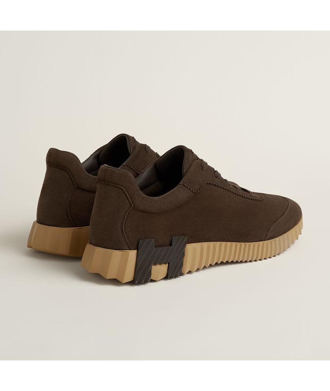 HERMES Коричневые замшевые низкие кроссовки / кеды, фото 4