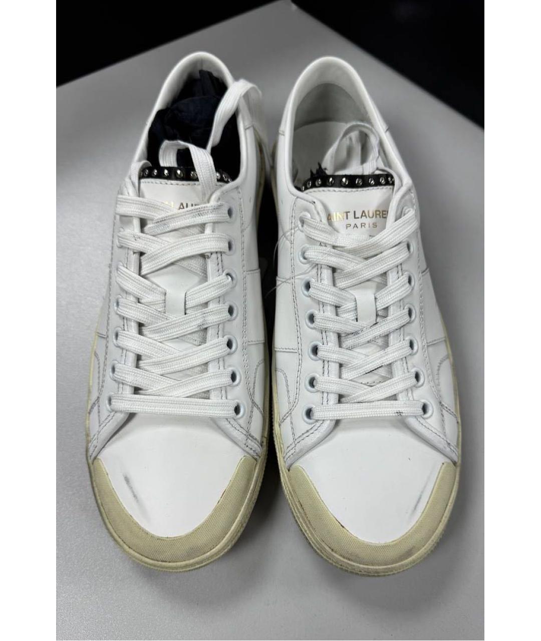 SAINT LAURENT Белые кожаные кеды, фото 2