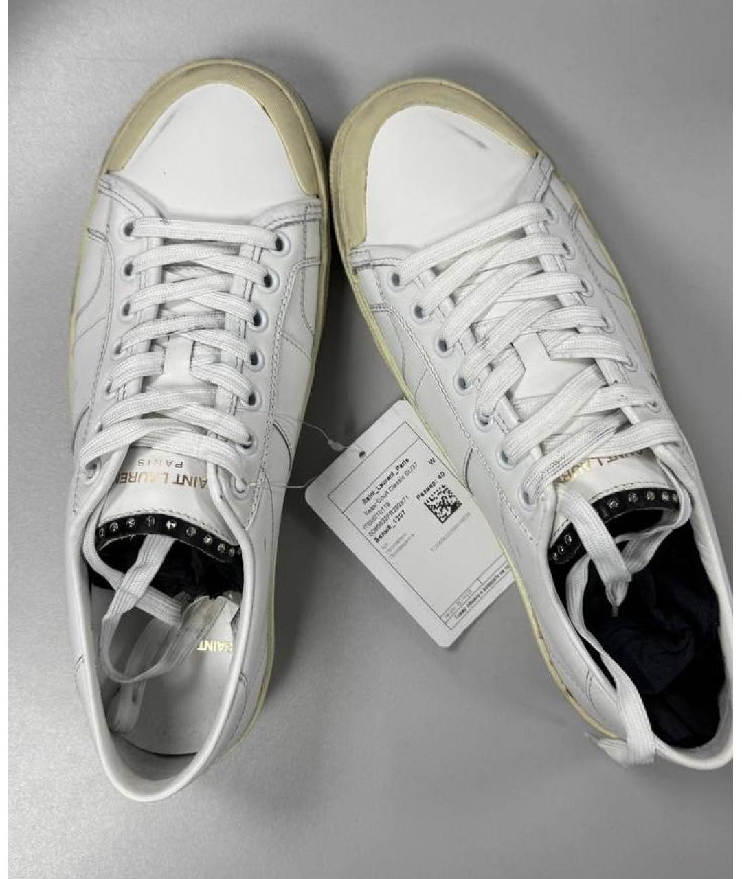 SAINT LAURENT Белые кожаные кеды, фото 4