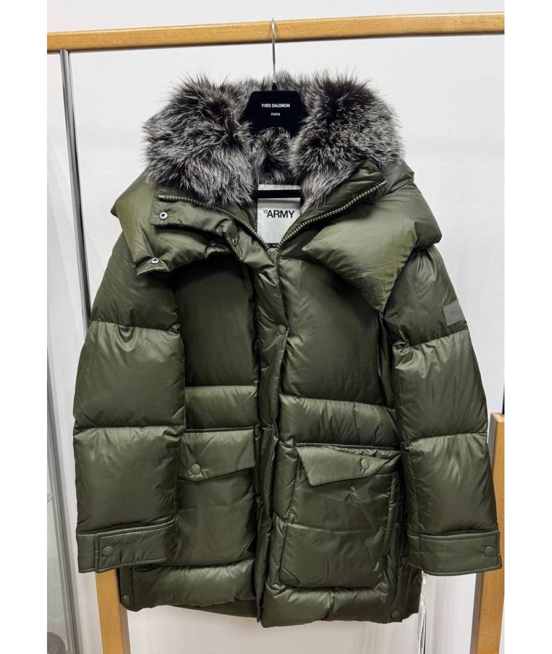 ARMY YVES SALOMON Хаки полиамидовый пуховик, фото 9