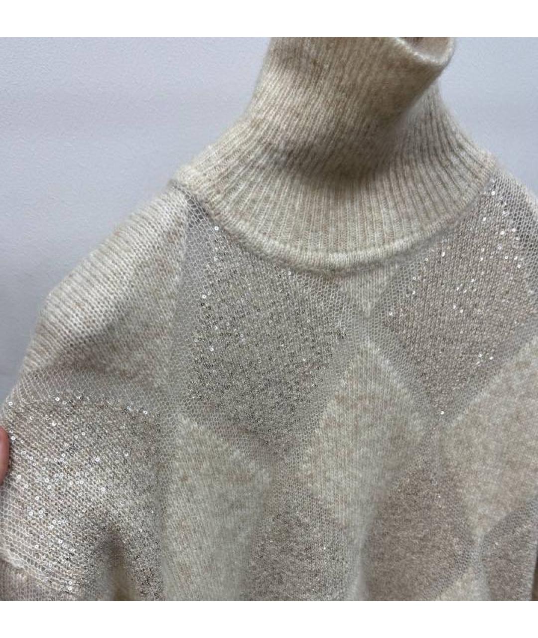 BRUNELLO CUCINELLI Бежевый кашемировый джемпер / свитер, фото 3