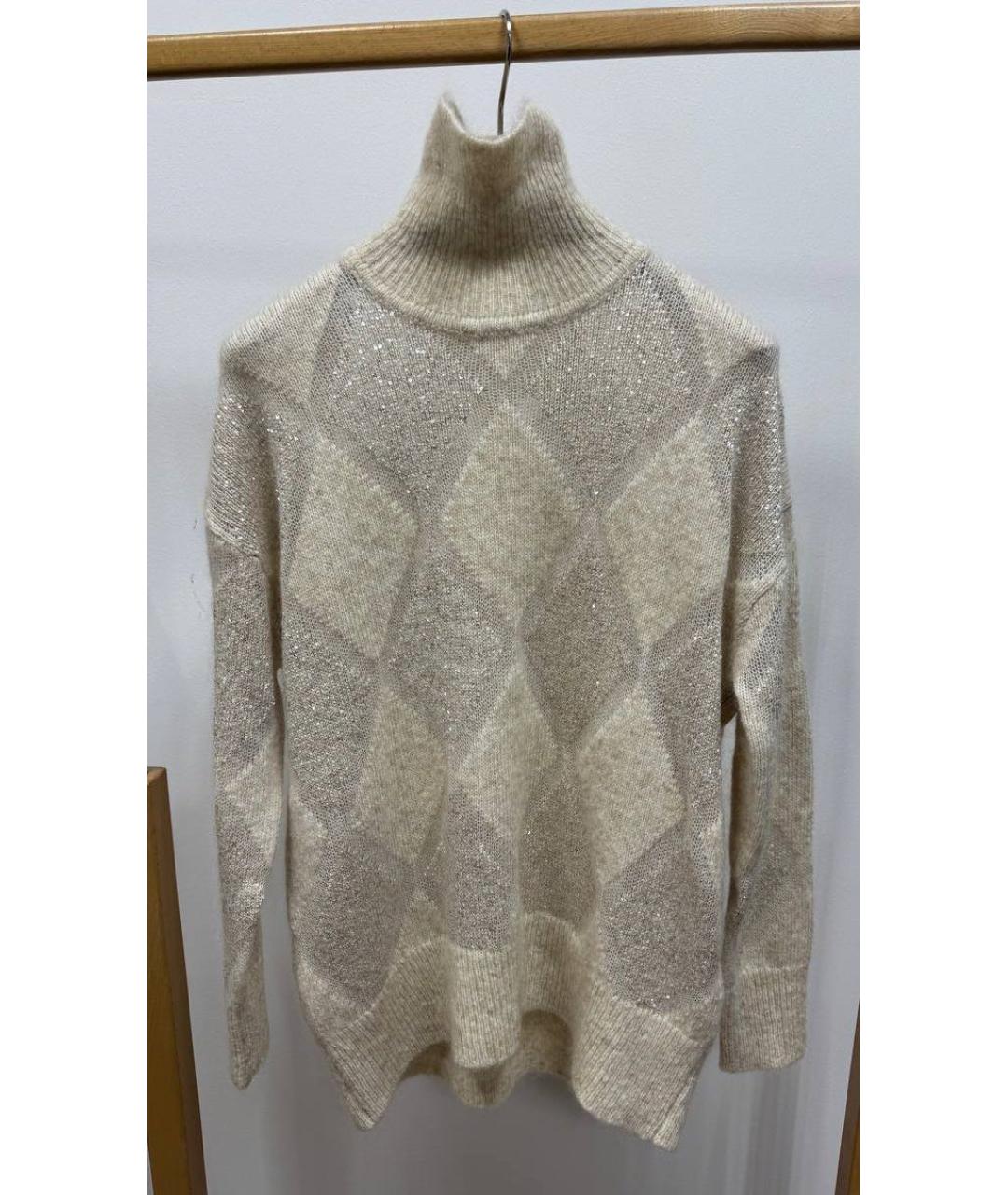 BRUNELLO CUCINELLI Бежевый кашемировый джемпер / свитер, фото 4