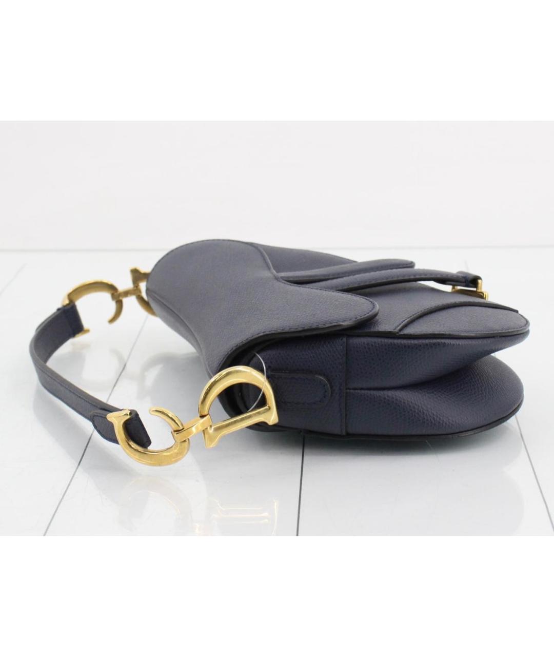 CHRISTIAN DIOR Темно-синяя кожаная сумка через плечо, фото 5
