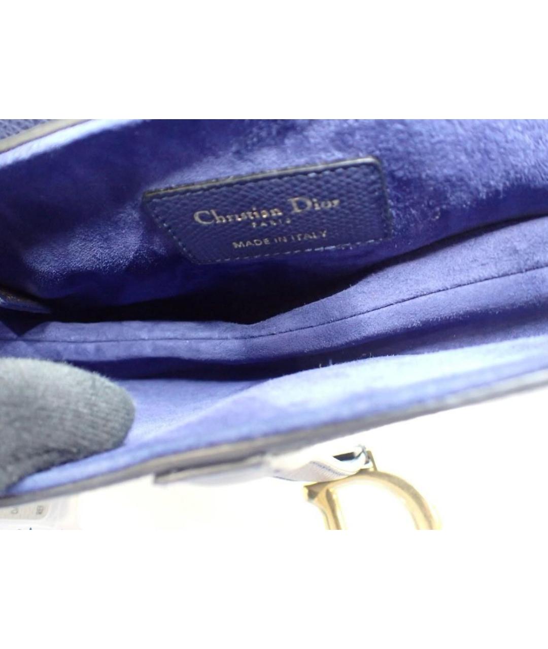 CHRISTIAN DIOR Темно-синяя кожаная сумка через плечо, фото 4