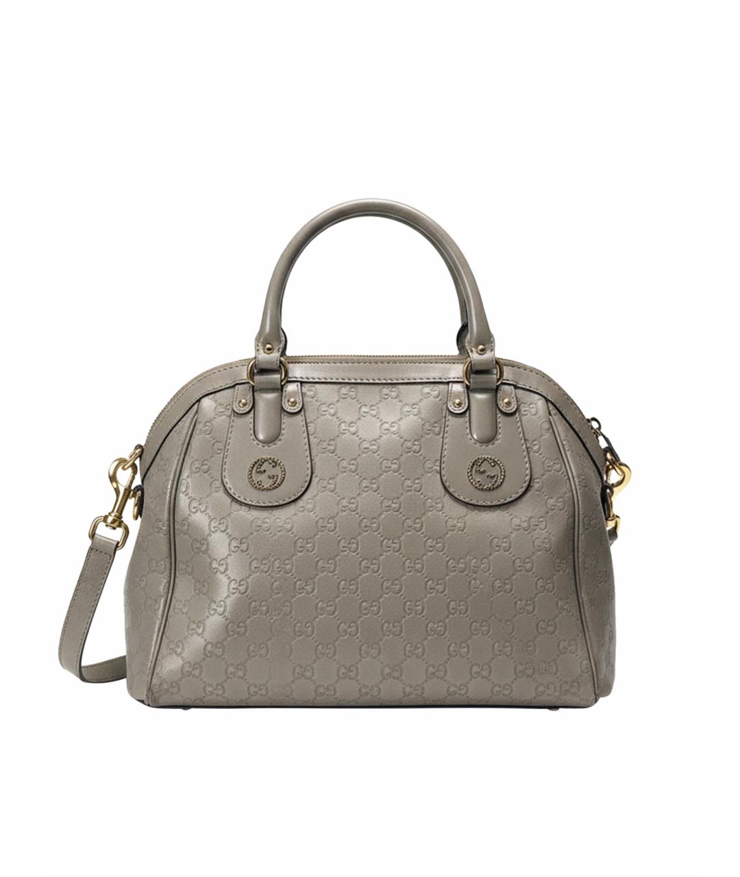 GUCCI Антрацитовая кожаная сумка с короткими ручками, фото 1