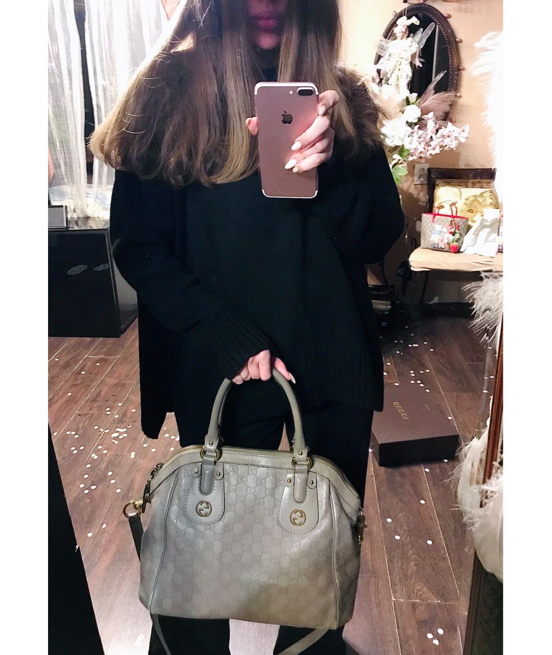 GUCCI Антрацитовая кожаная сумка с короткими ручками, фото 8