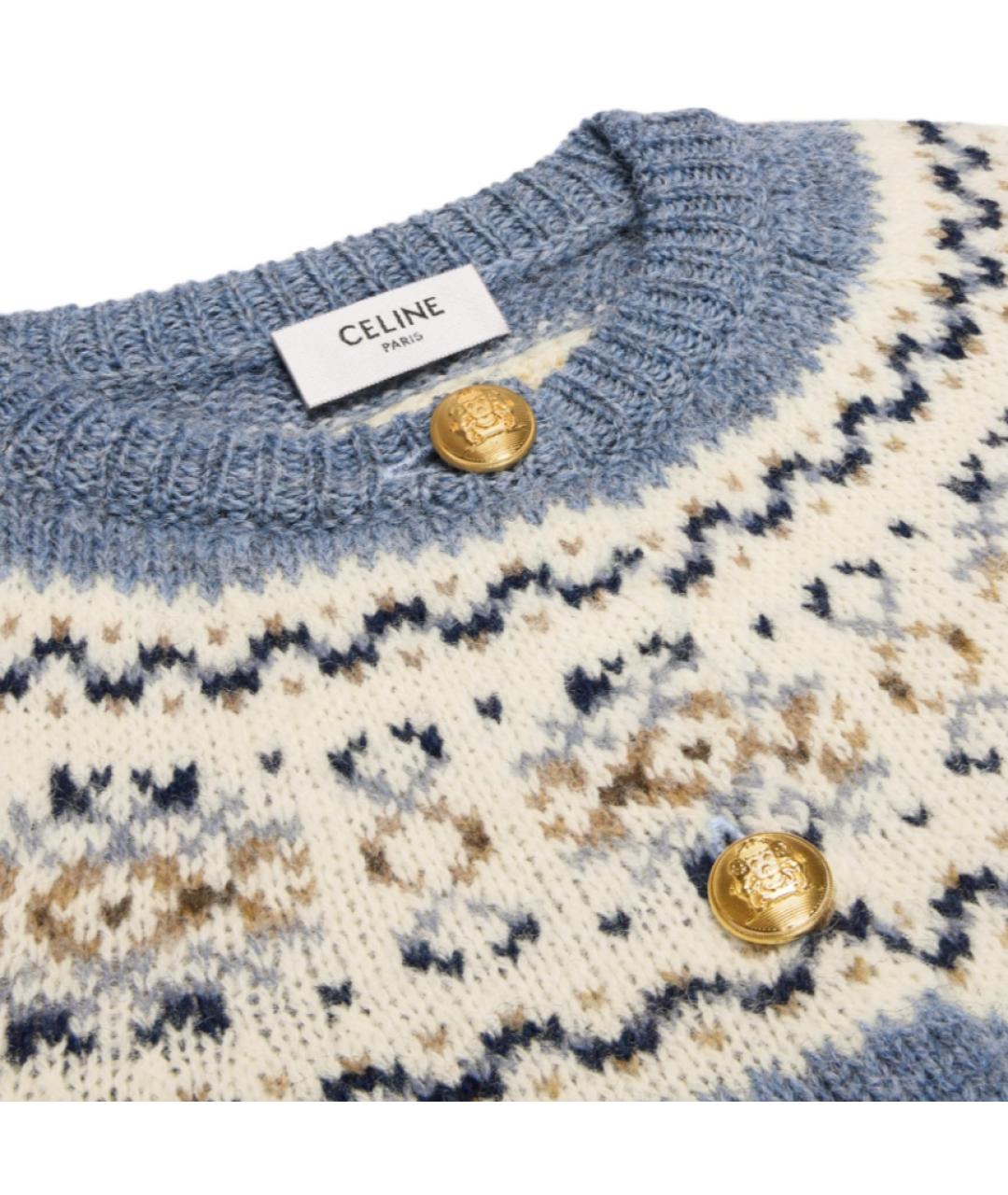 CELINE Голубой шерстяной джемпер / свитер, фото 4