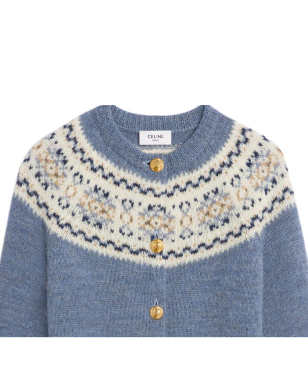 CELINE Голубой шерстяной джемпер / свитер, фото 5