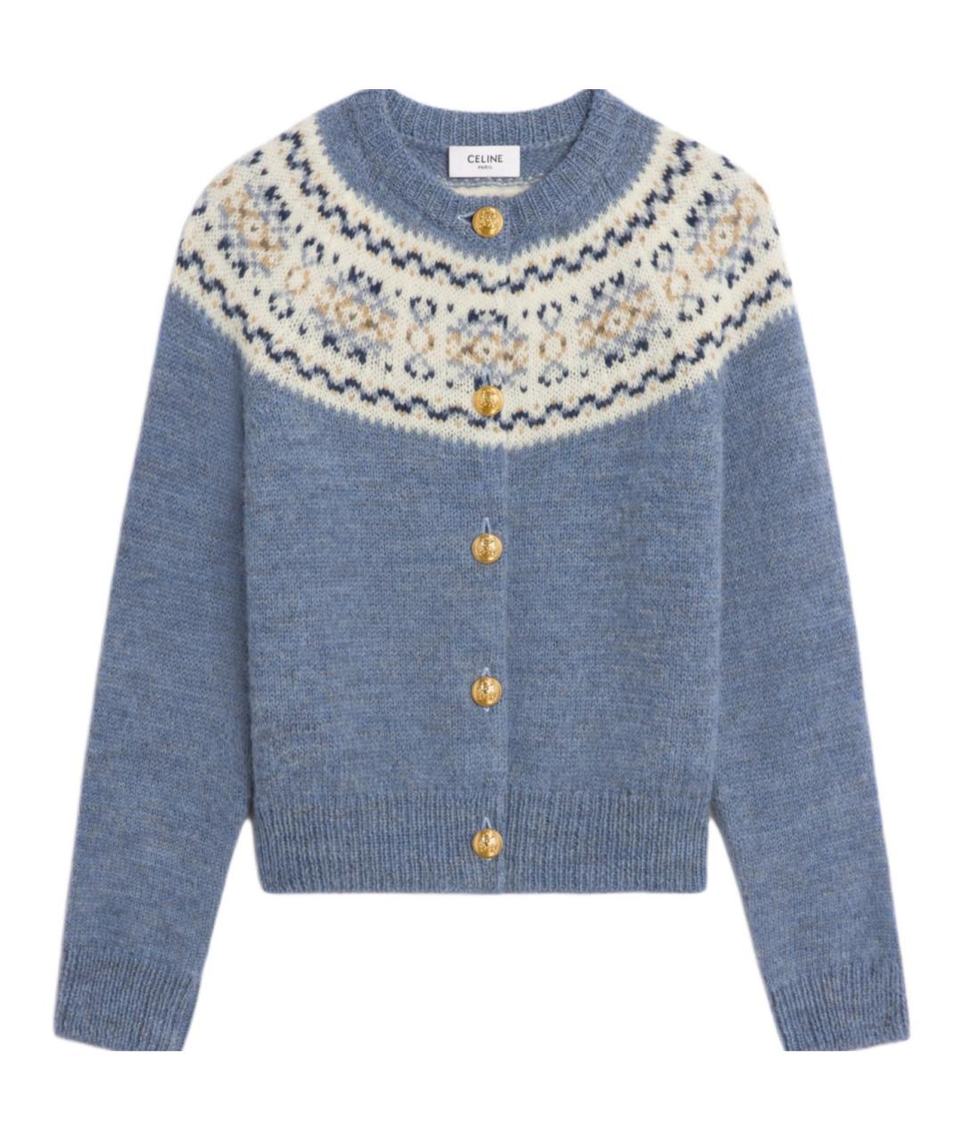 CELINE Голубой шерстяной джемпер / свитер, фото 1