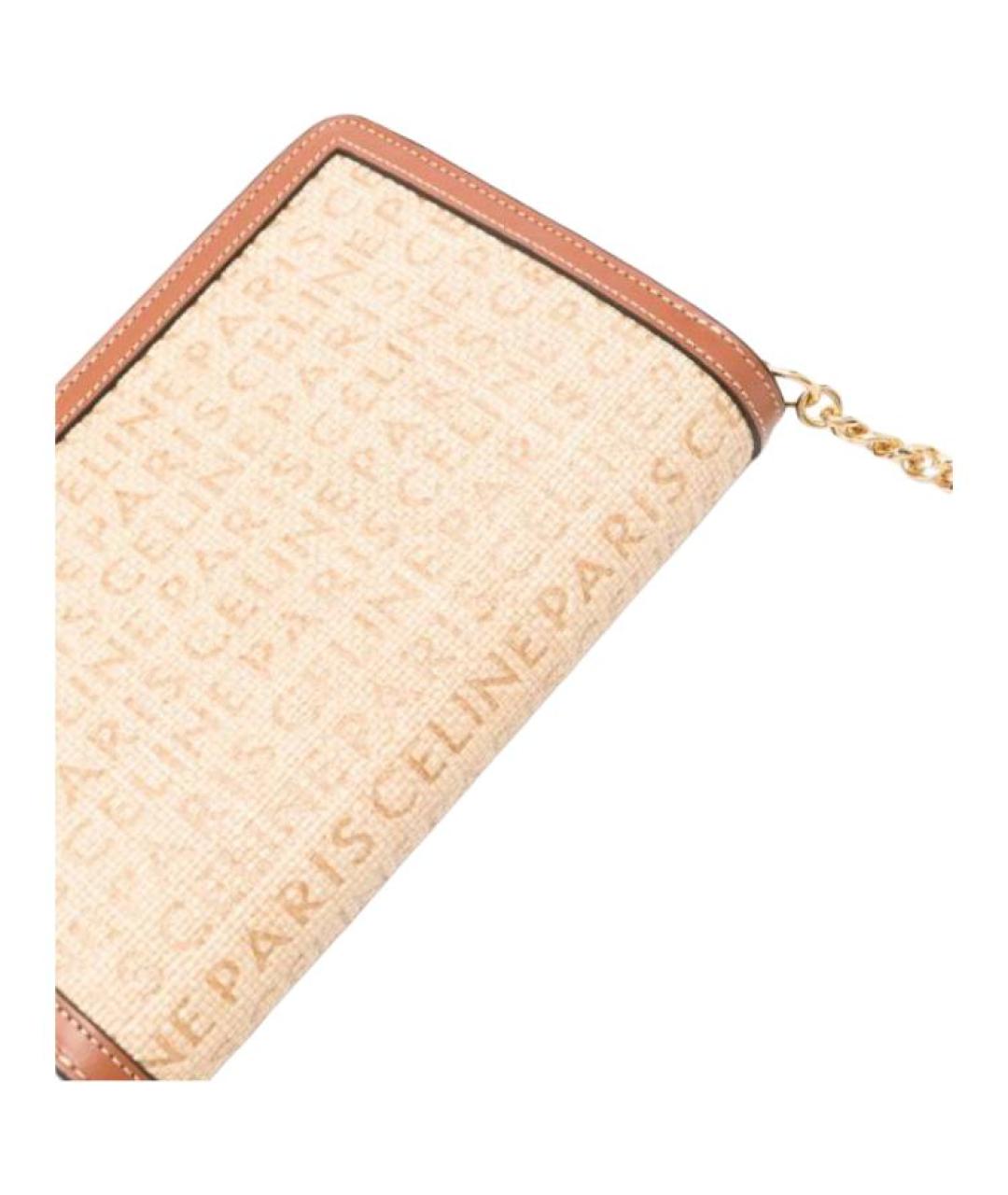 CELINE Бежевая тканевая сумка через плечо, фото 4