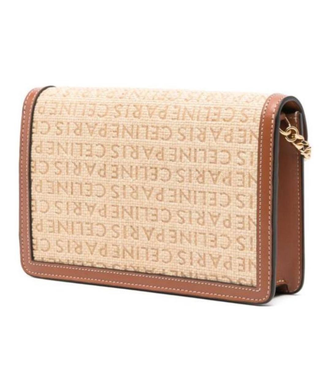 CELINE Бежевая тканевая сумка через плечо, фото 2