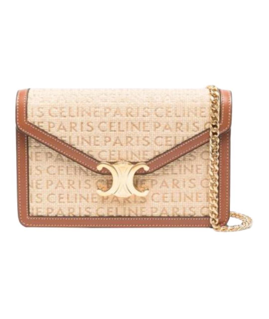 CELINE Бежевая тканевая сумка через плечо, фото 1