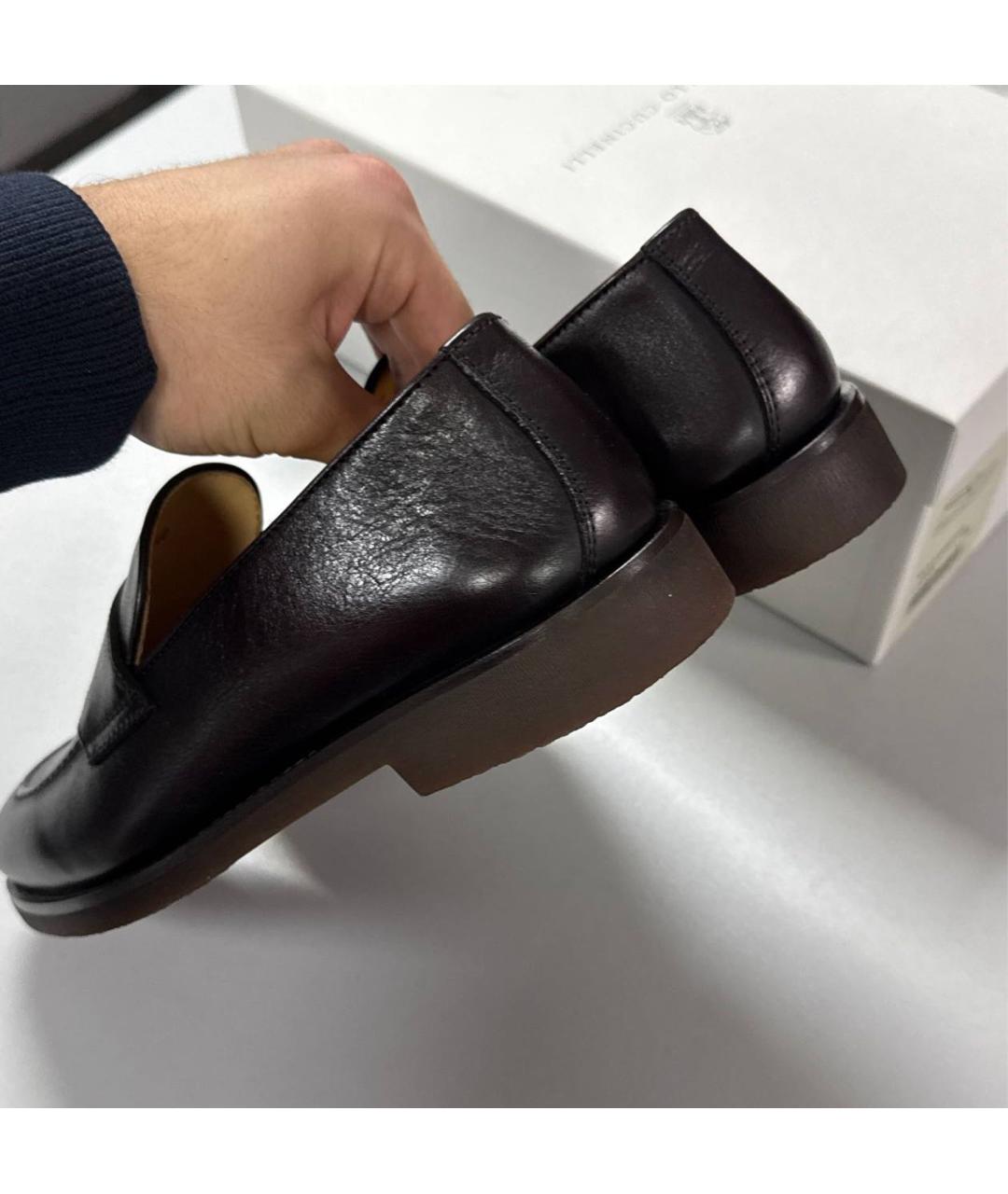 BRUNELLO CUCINELLI Коричневые кожаные лоферы, фото 4