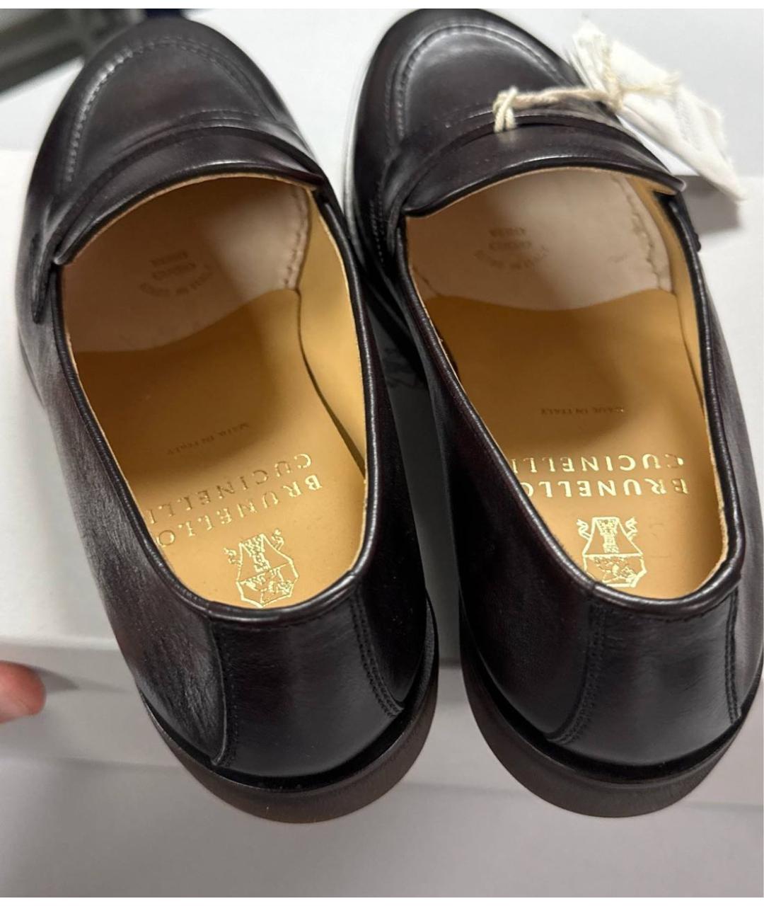 BRUNELLO CUCINELLI Коричневые кожаные лоферы, фото 3