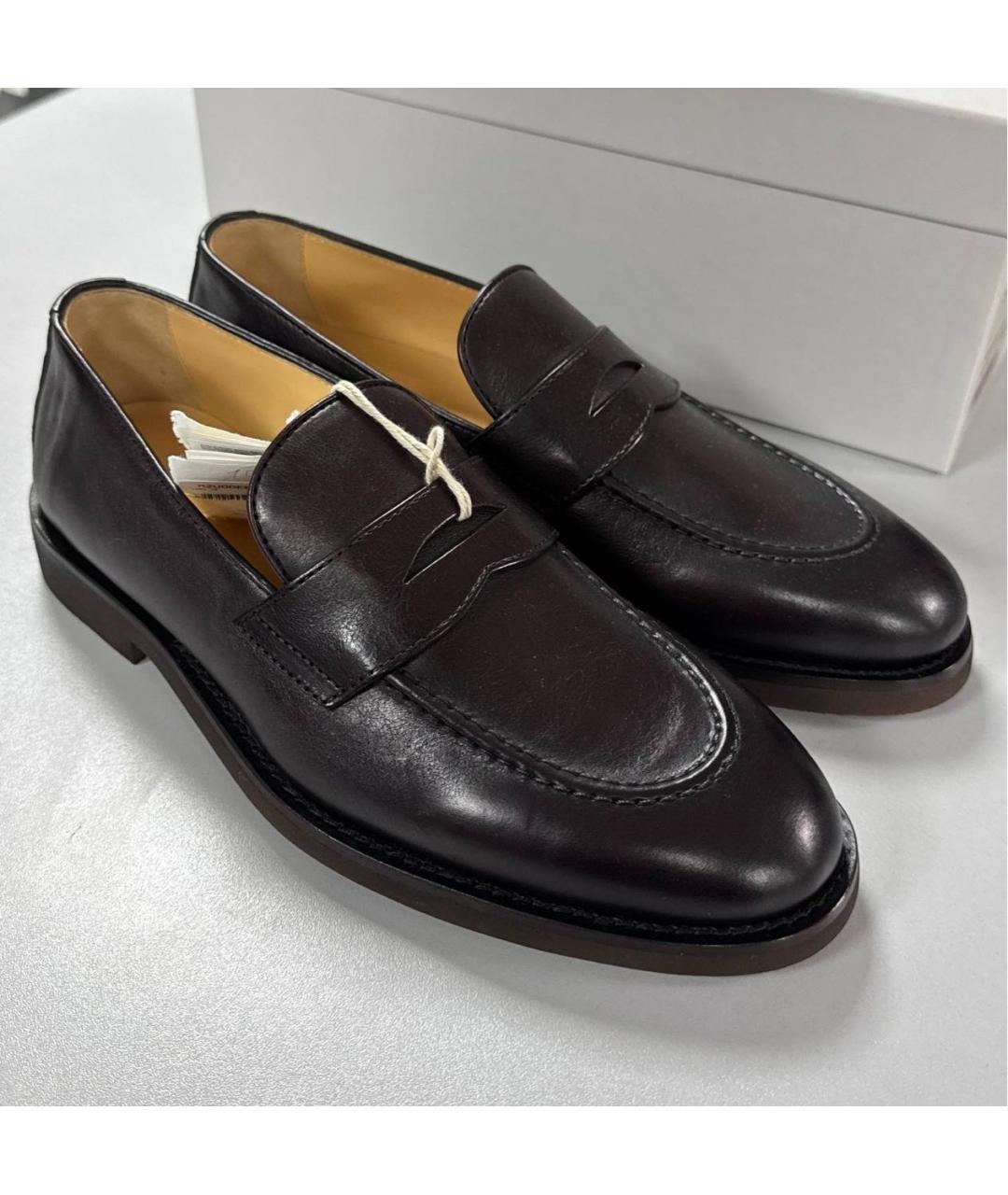 BRUNELLO CUCINELLI Коричневые кожаные лоферы, фото 5
