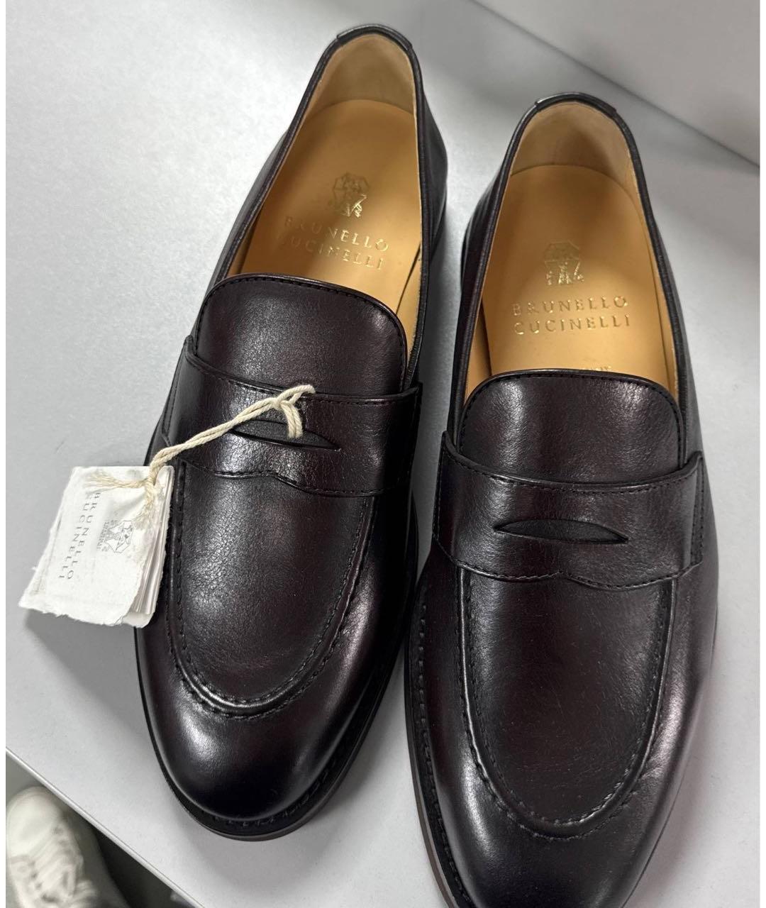 BRUNELLO CUCINELLI Коричневые кожаные лоферы, фото 2