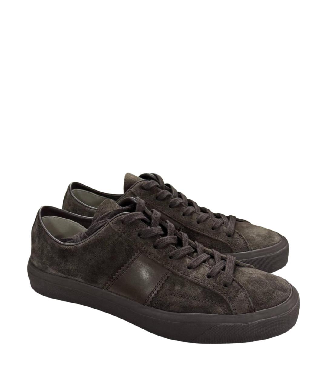 TOM FORD Коричневые замшевые низкие кроссовки / кеды, фото 6