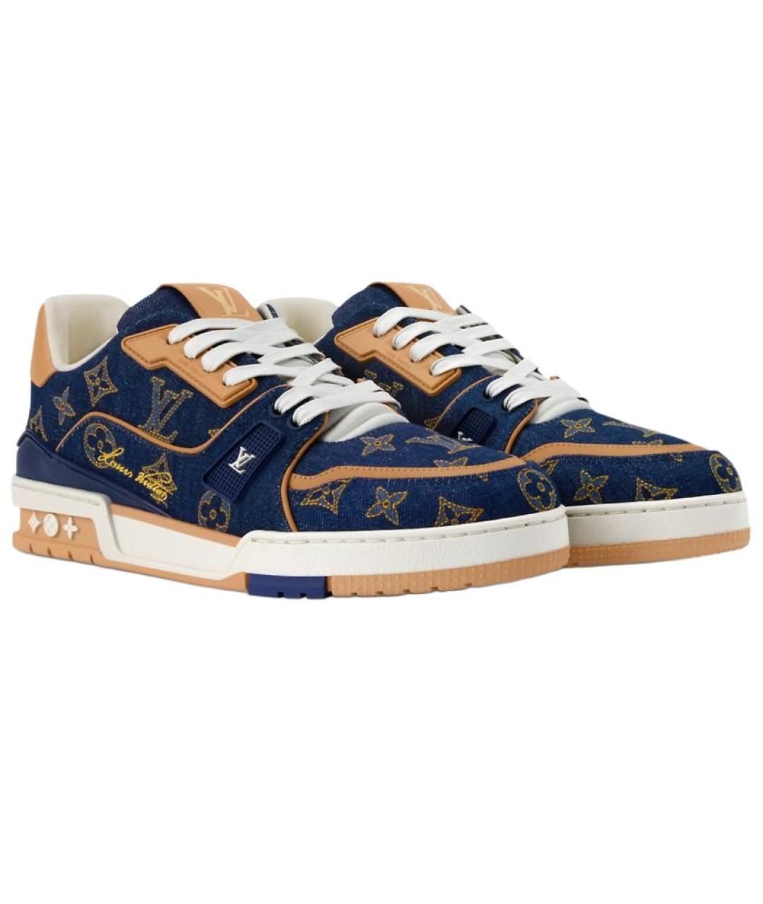 LOUIS VUITTON Синие текстильные низкие кроссовки / кеды, фото 3