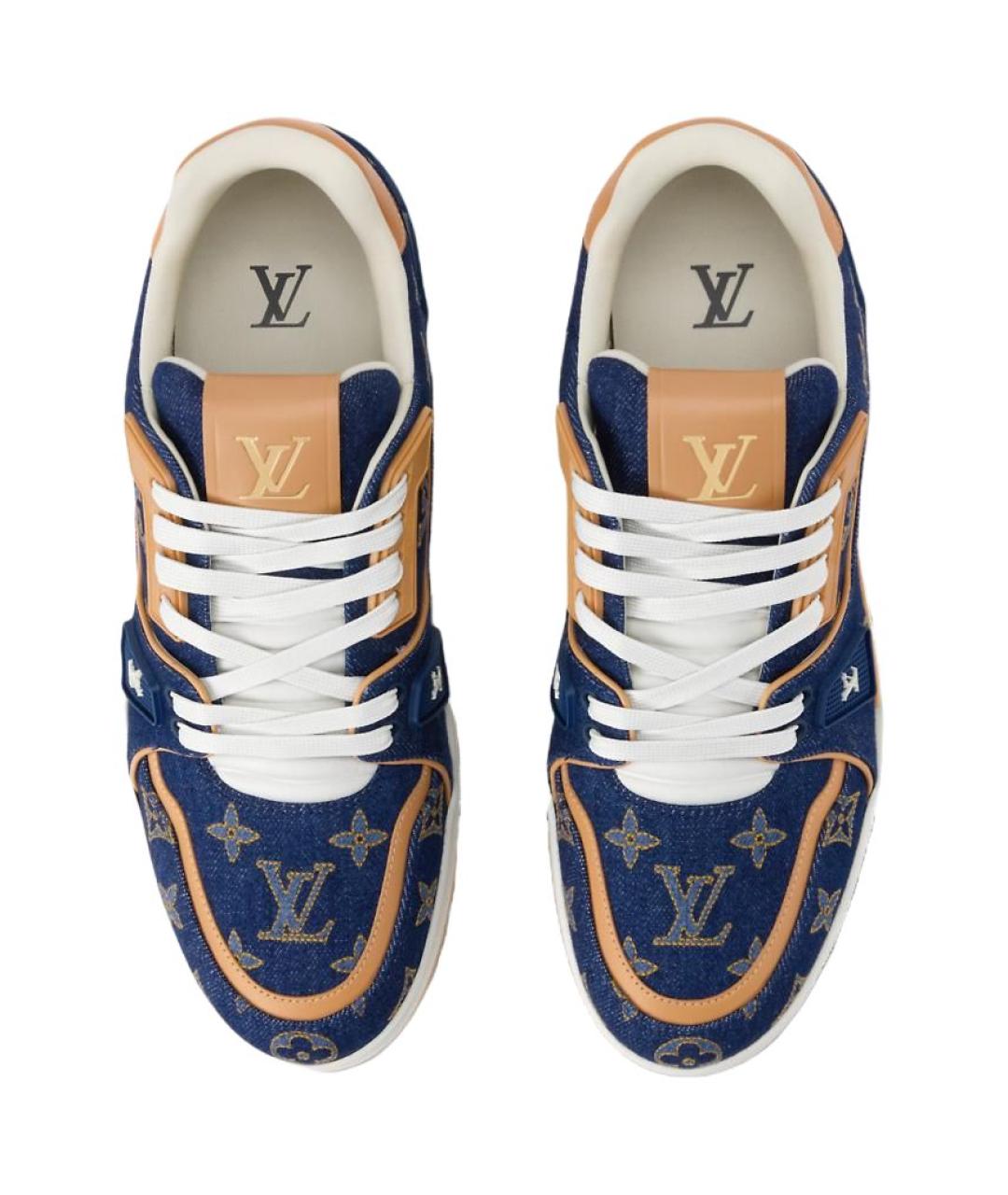 LOUIS VUITTON Синие текстильные низкие кроссовки / кеды, фото 4