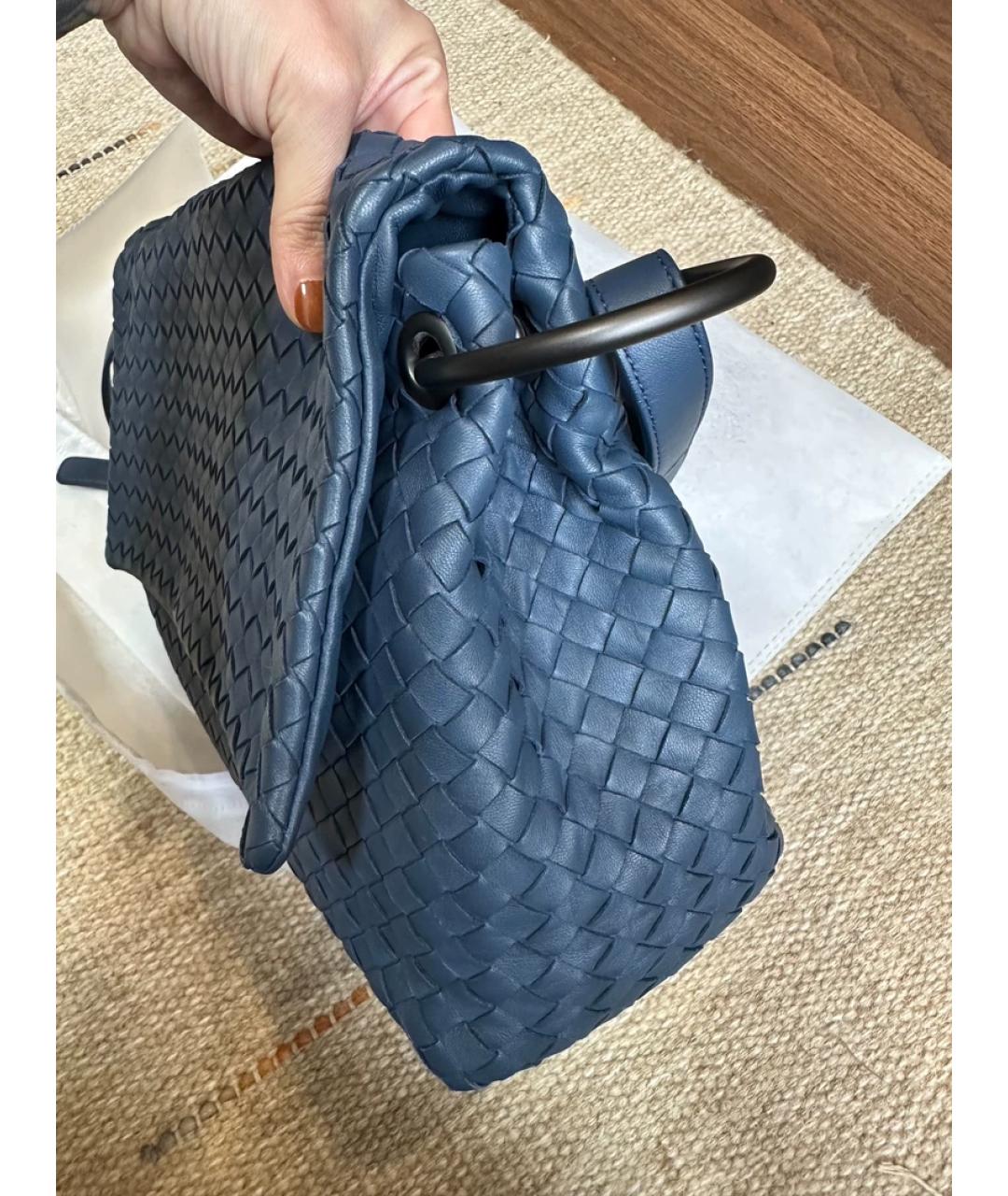 BOTTEGA VENETA Темно-синяя сумка с короткими ручками, фото 5