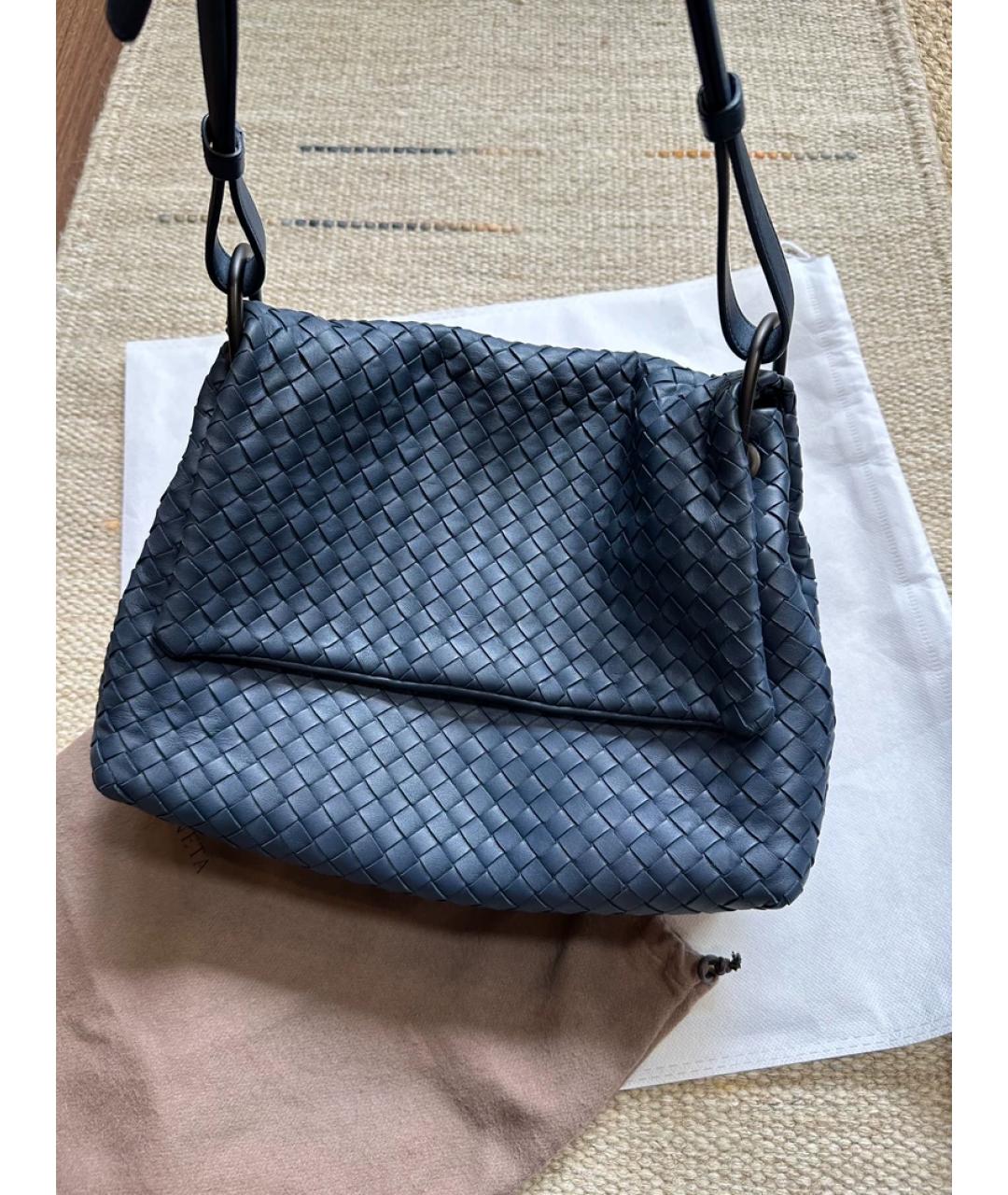 BOTTEGA VENETA Темно-синяя сумка с короткими ручками, фото 3