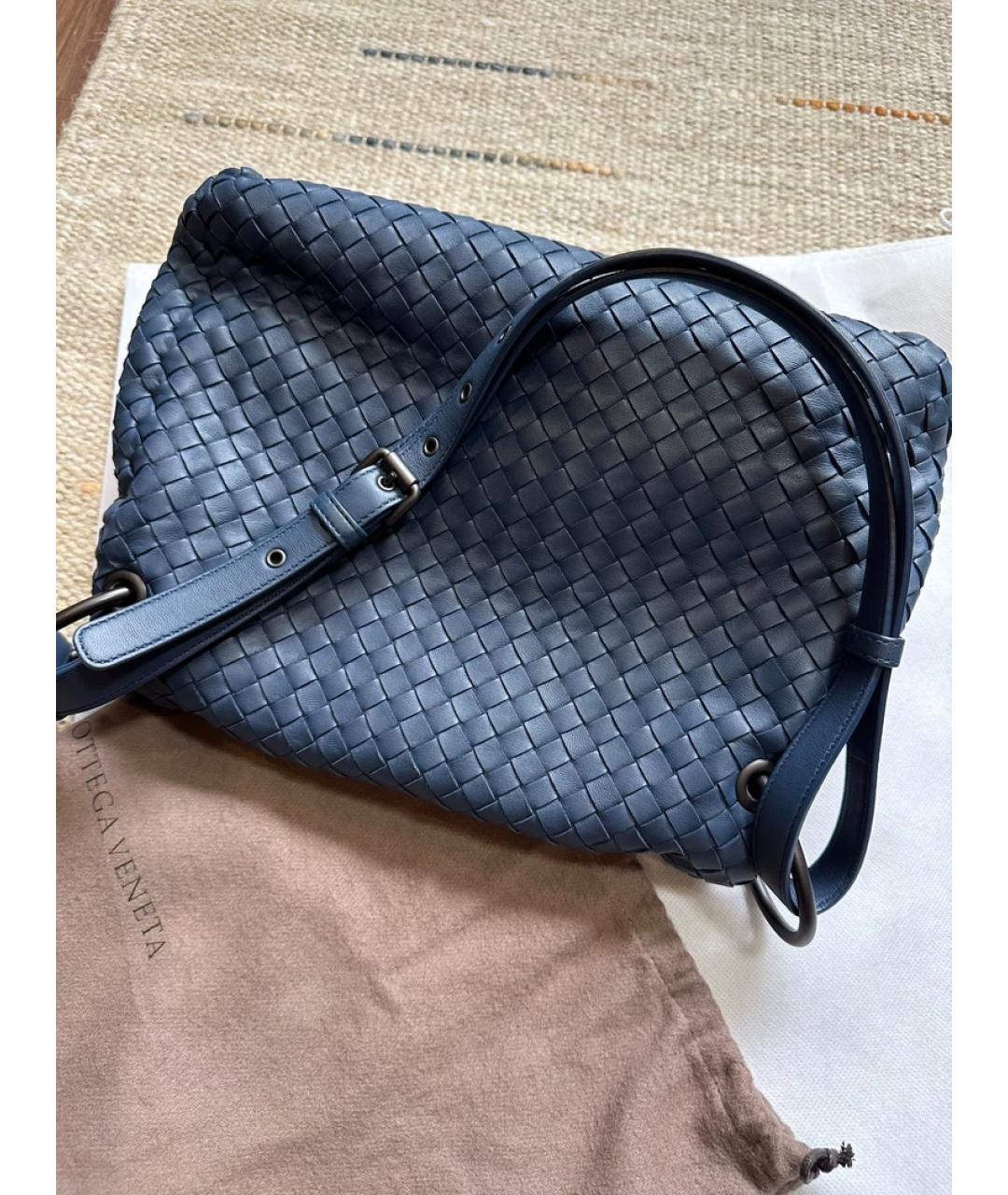 BOTTEGA VENETA Темно-синяя сумка с короткими ручками, фото 4