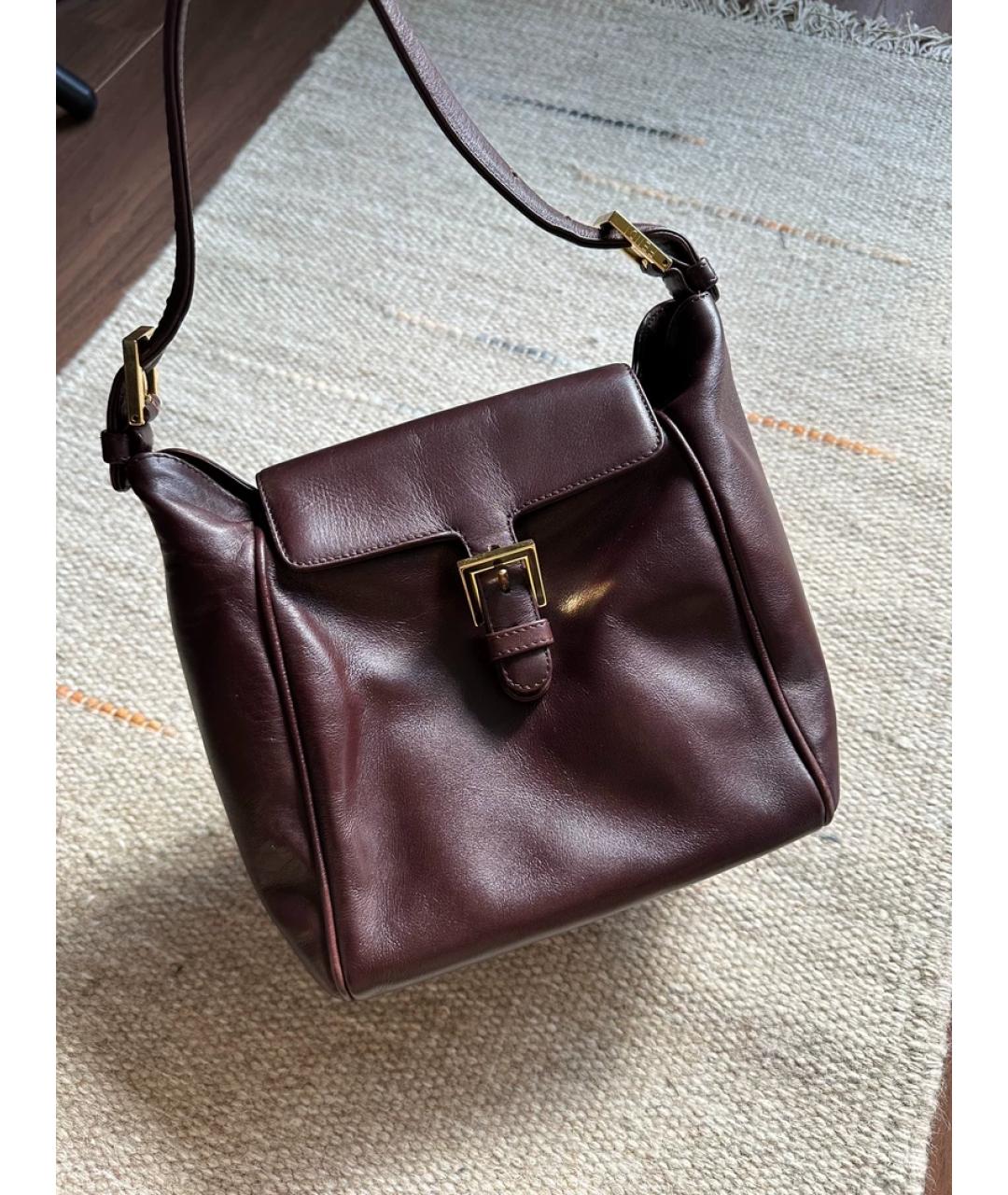 FENDI Бордовая кожаная сумка с короткими ручками, фото 2