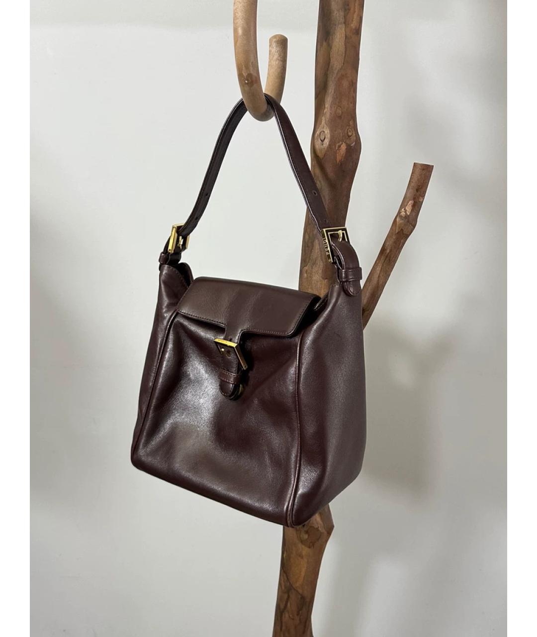 FENDI Бордовая кожаная сумка с короткими ручками, фото 9