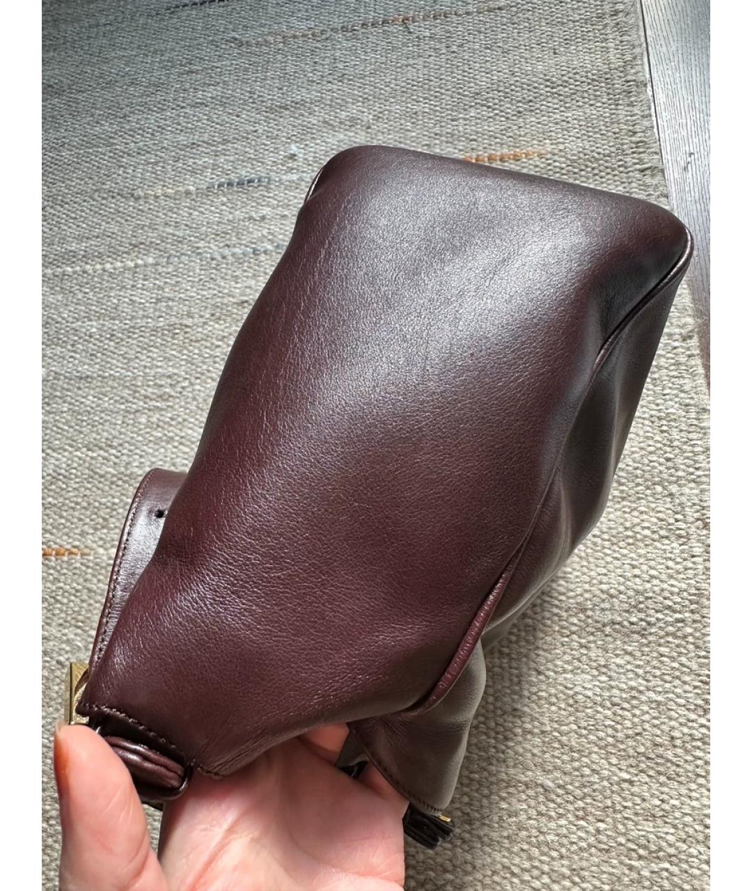 FENDI Бордовая кожаная сумка с короткими ручками, фото 8