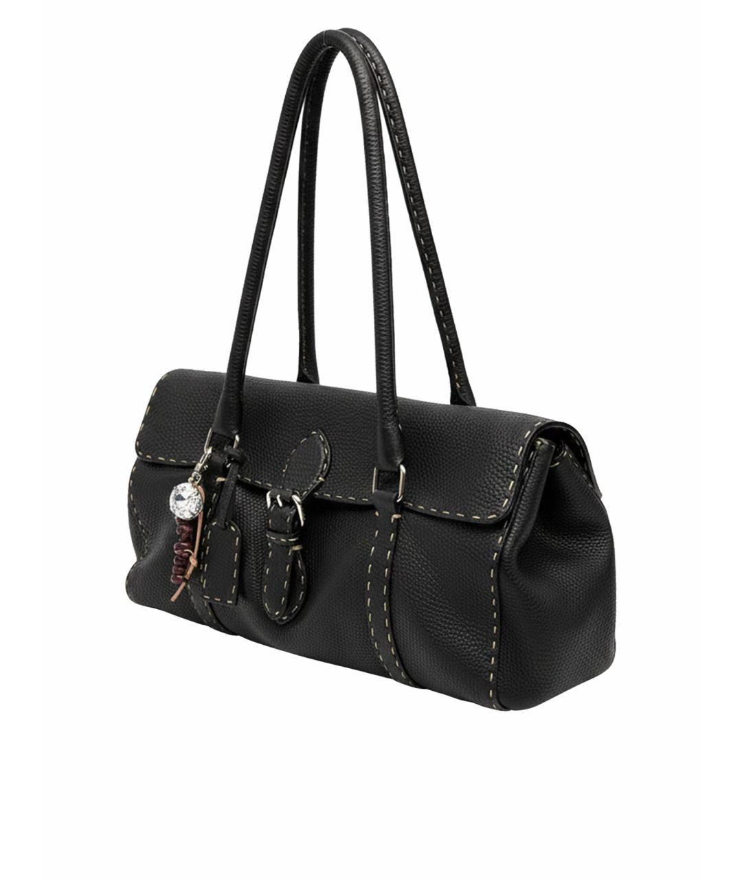 FENDI Черная кожаная сумка с короткими ручками, фото 1