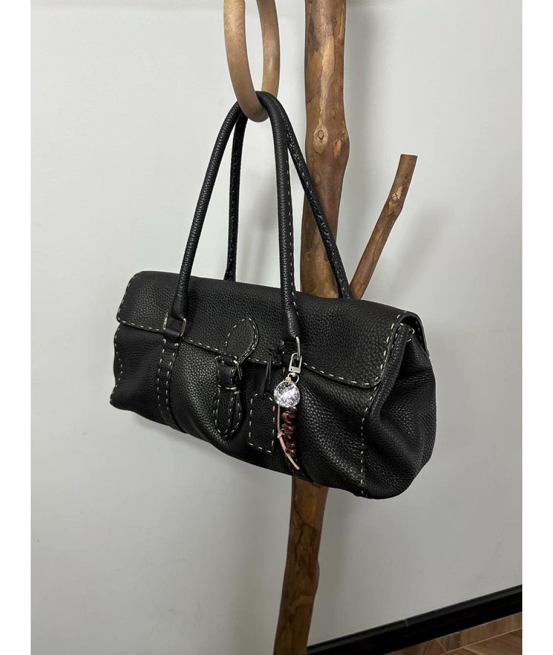 FENDI Черная кожаная сумка с короткими ручками, фото 10