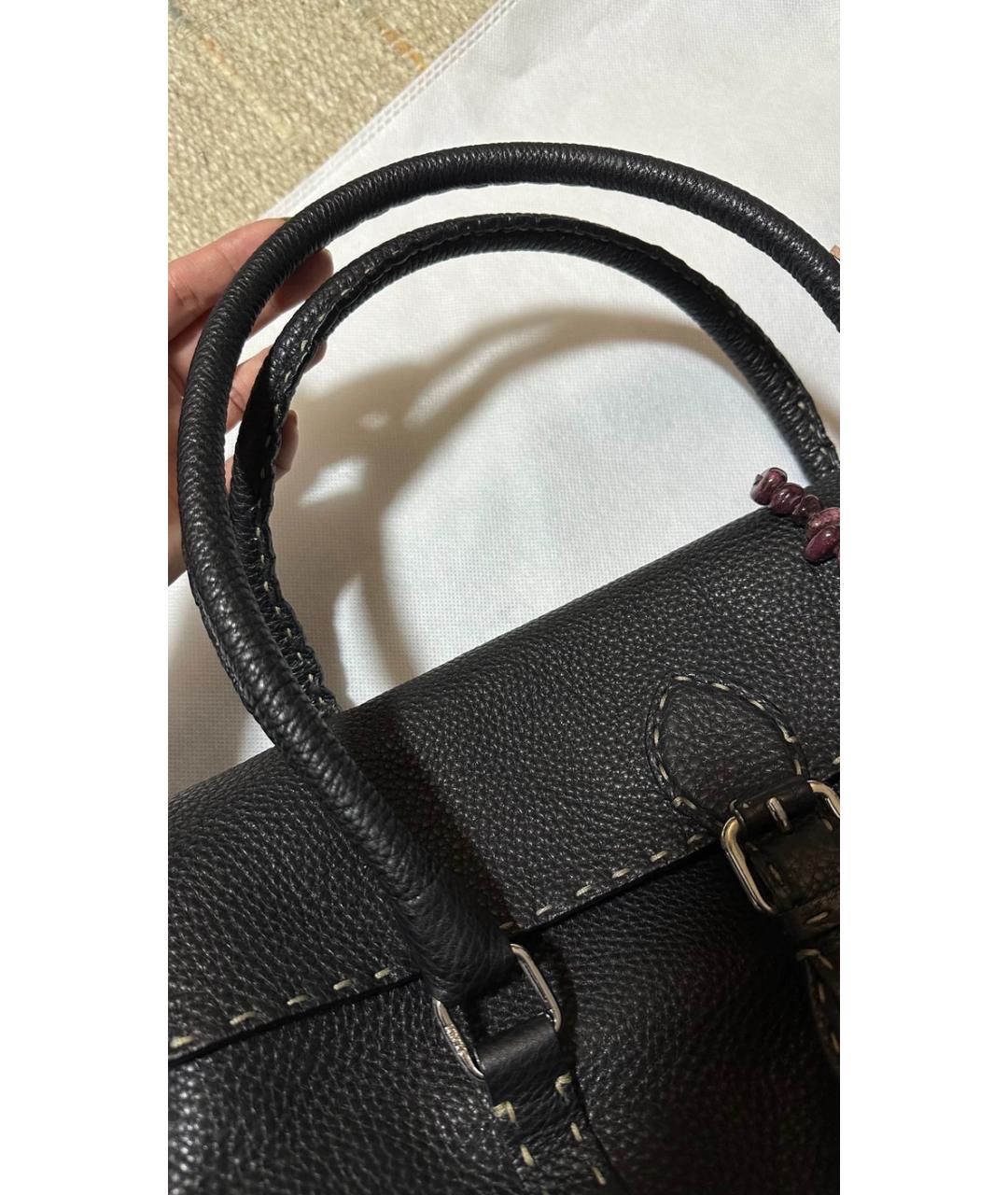 FENDI Черная кожаная сумка с короткими ручками, фото 6